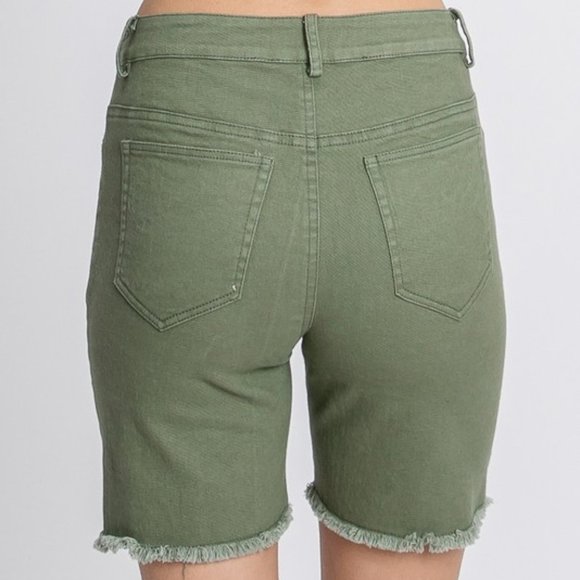 Army Distressed Biker Shorts - Picture 2 of 6